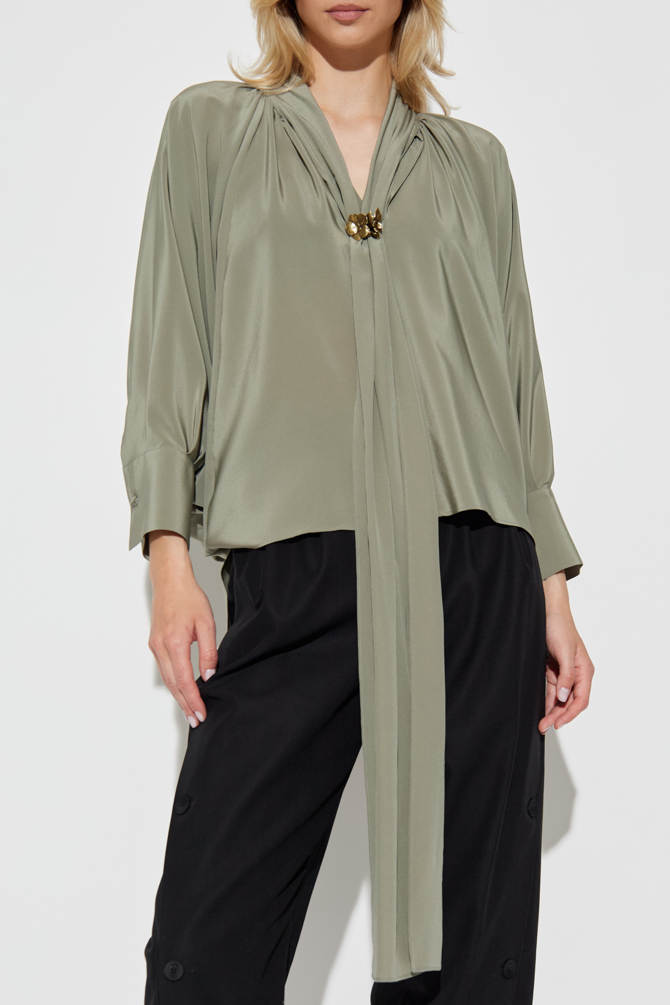Tシャツ・カットソー MAX MARA Leonida silk shirt Green Silk shirt 
